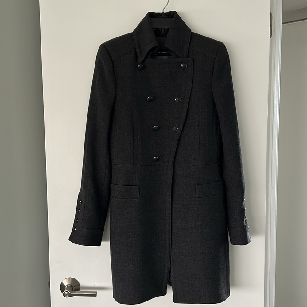 Zara gray wool knee length coat, size XS